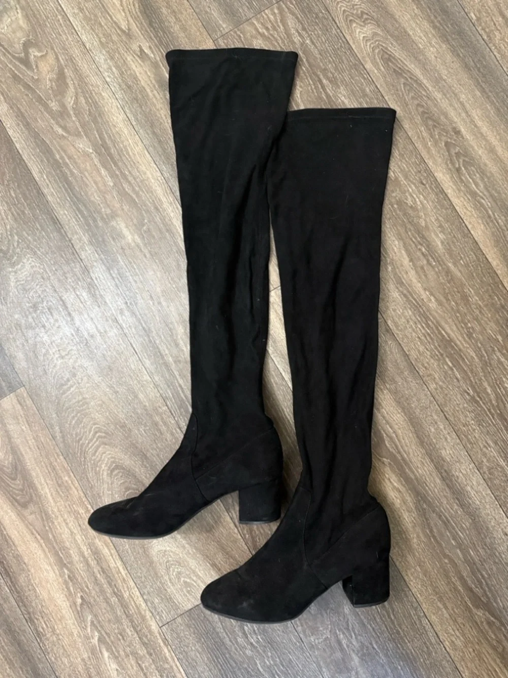 Steve Madden Black Over-the-Knee Block Heel Boots - Picture 2 of 8